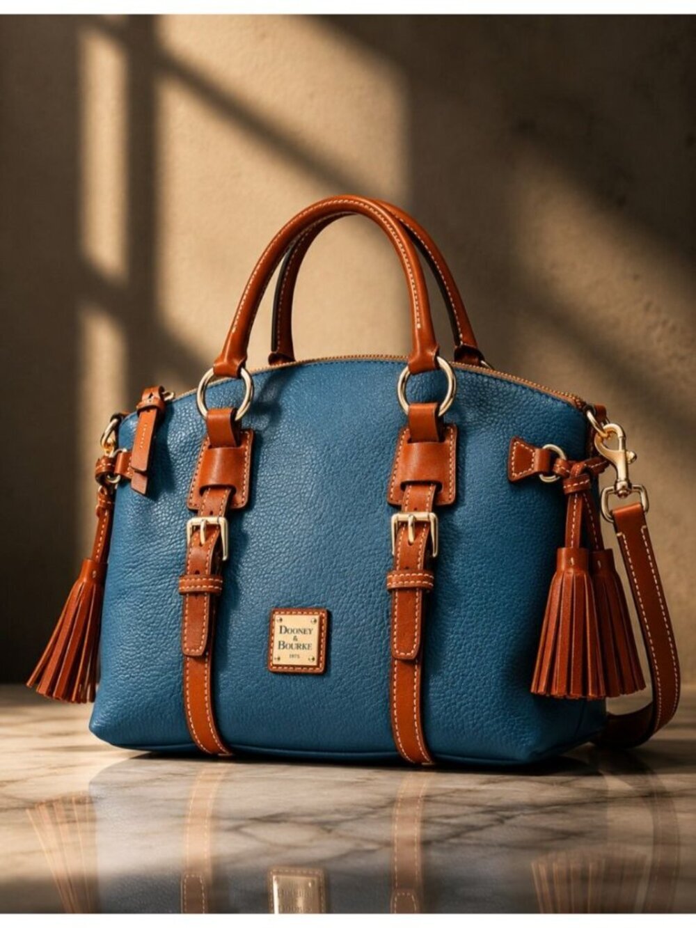 Dooney & Bourke Bristol Satchel Celadon Blue Pebble Leather Crossbody NWT R2266